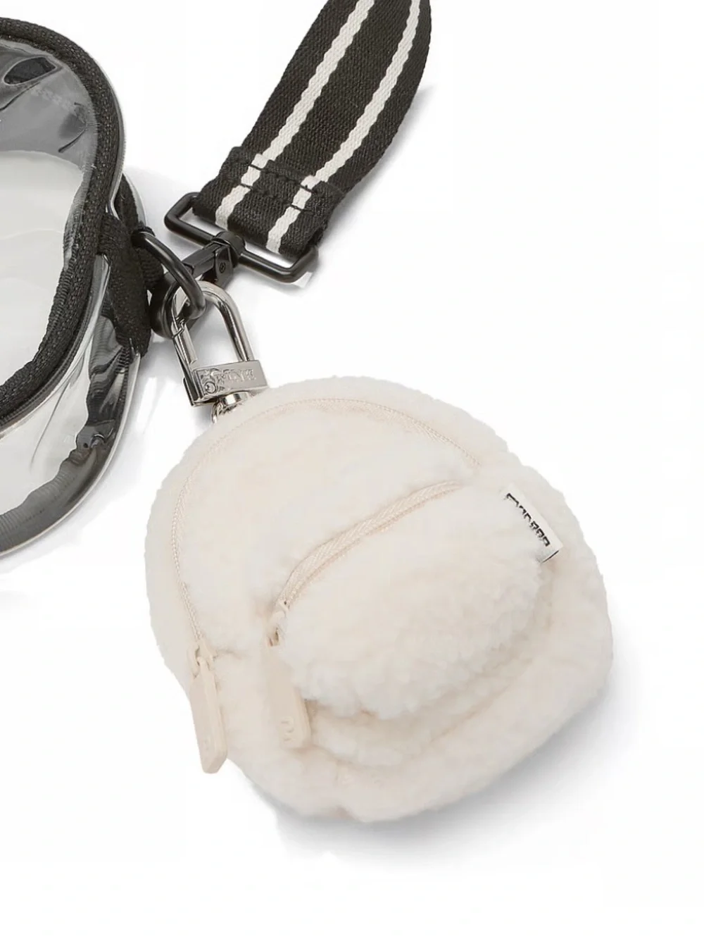 PINK Victoria’s Secret Sherpa Mini Backpack Keychain - Ivory